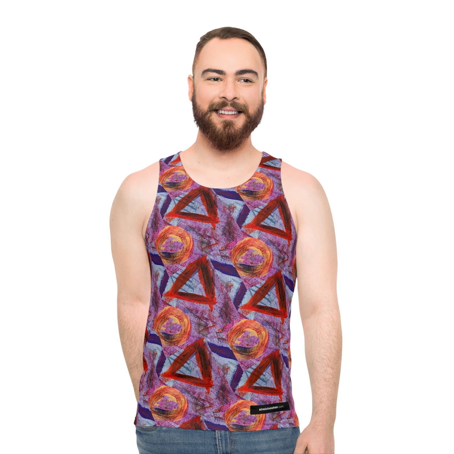 Abstract Shapes Unisex Tank Top - Purple, Red, Blue, Streich Mohan Design