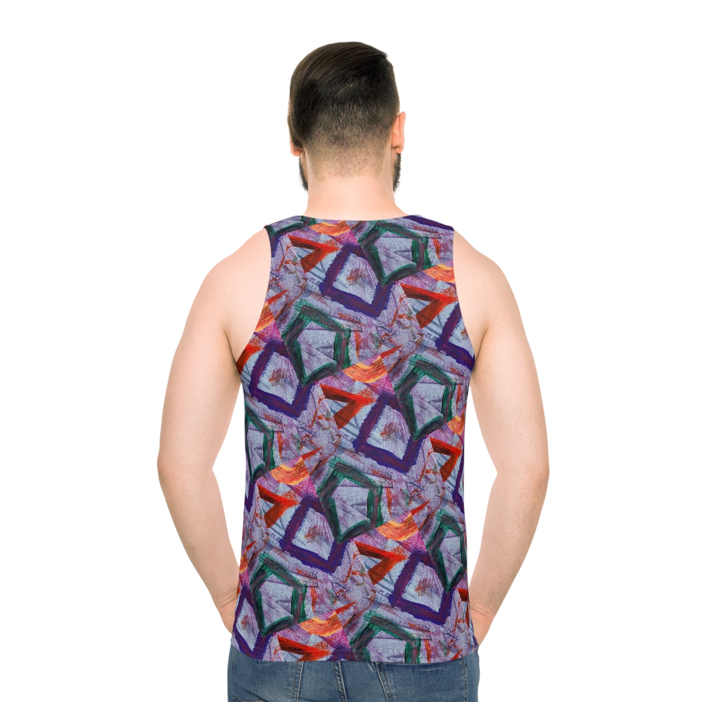 Abstract Shapes Unisex Tank Top - Purple, Red, Blue, Streich Mohan Design
