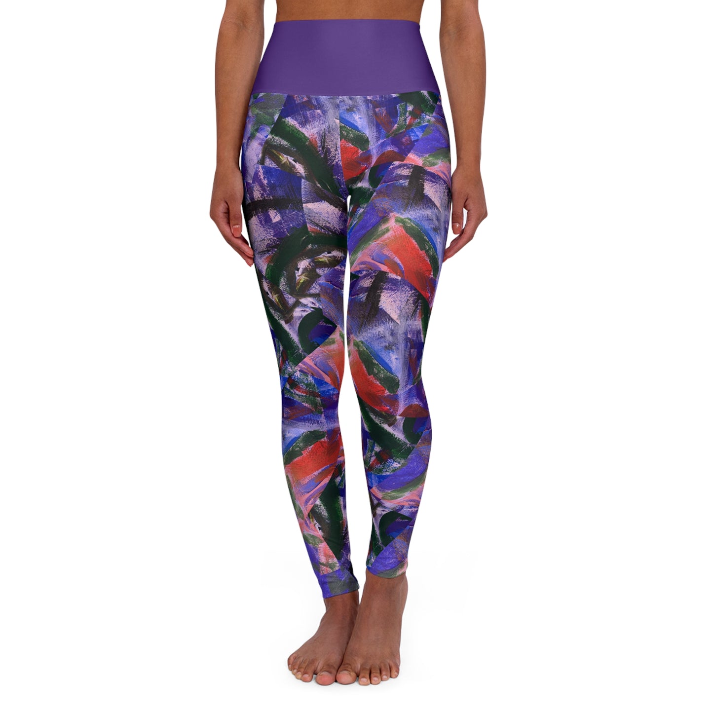 Purple Pumps by Streich Mohan Design - High Waisted Yoga Leggings (AOP)