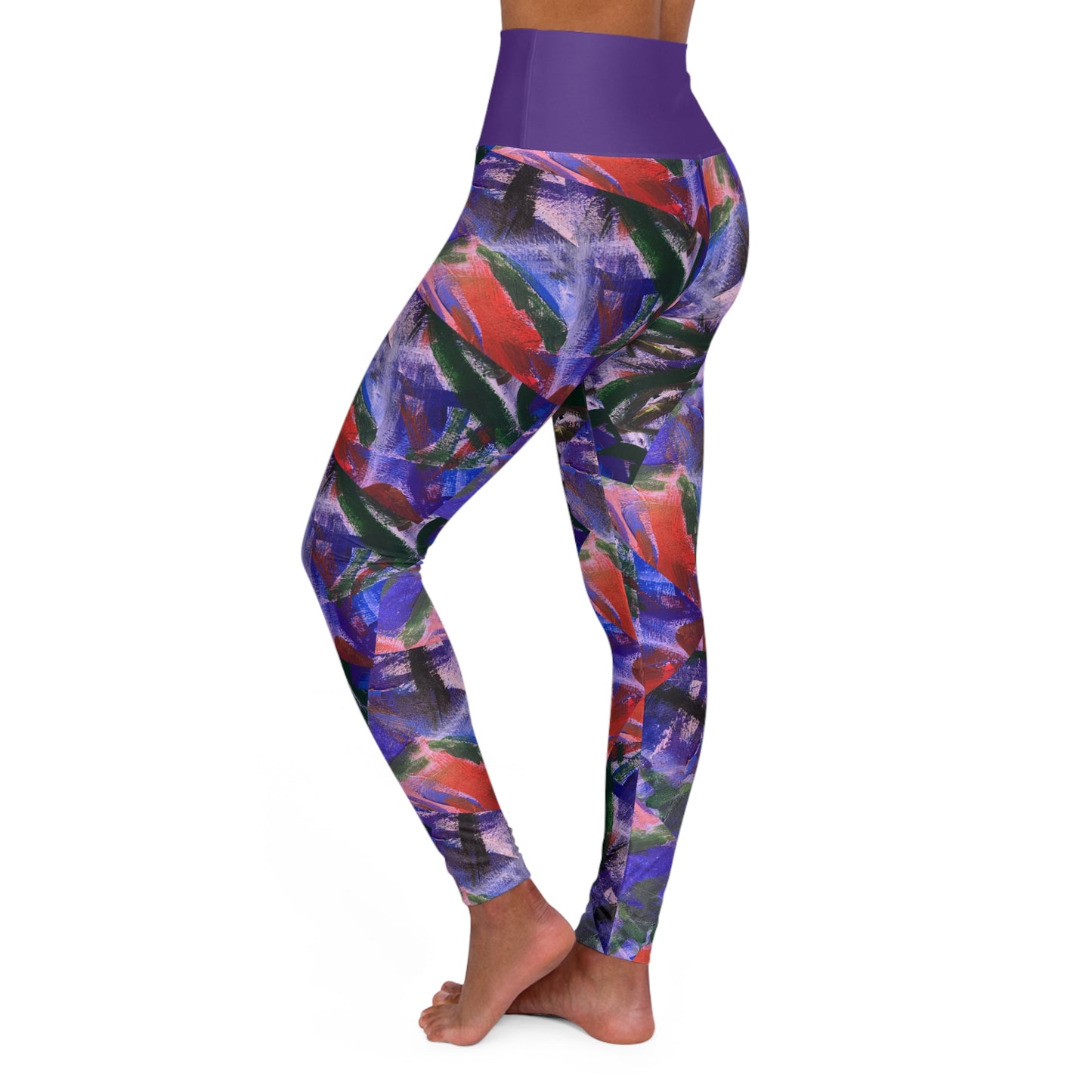 Purple Pumps by Streich Mohan Design - High Waisted Yoga Leggings (AOP)