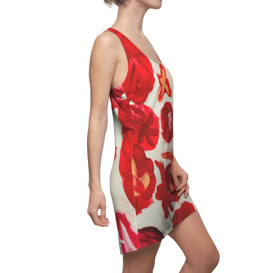 Rose Pattern Streich Mohan Design Women's Dress - Chic and Unique Summer Racerback Dress for Special Occasions
