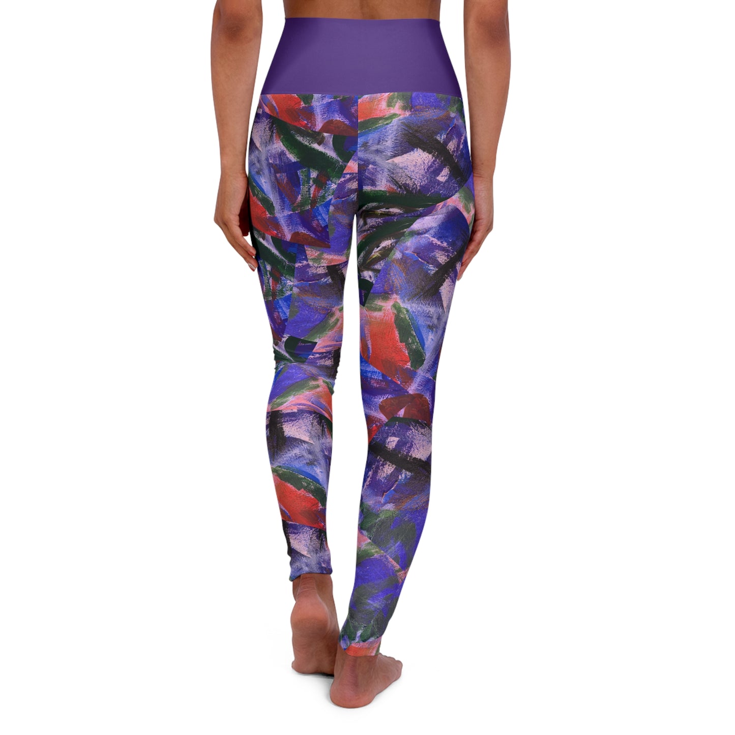 Purple Pumps by Streich Mohan Design - High Waisted Yoga Leggings (AOP)