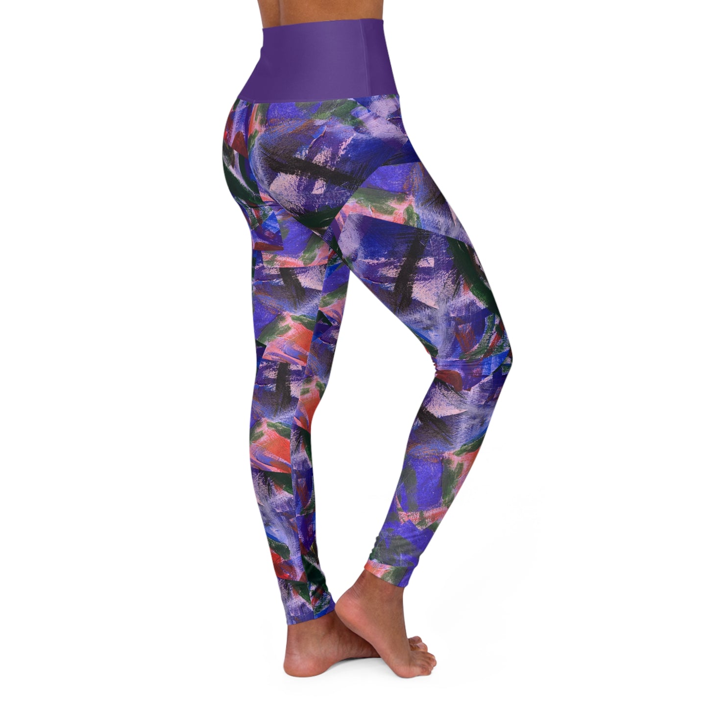 Purple Pumps by Streich Mohan Design - High Waisted Yoga Leggings (AOP)